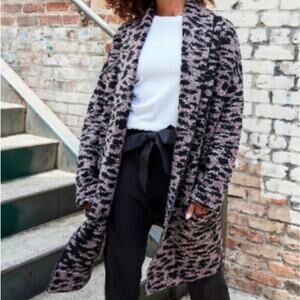 CALIA by Carrie Underwood Animal Print Shawl Open Longline Duster Cardigan